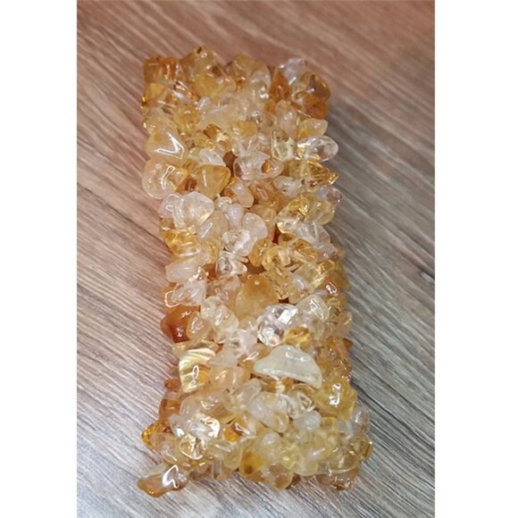 Natural Yellow Stone/Gemstone Chips Multi Row Stretch Bracelet - Picture 3 of 4